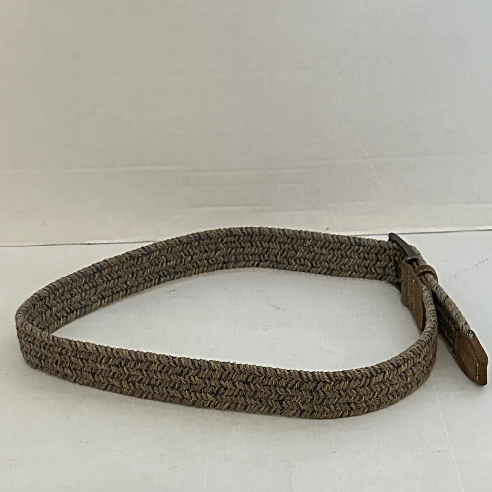 Sheridan Co. woven Italian belt 36 taupe/blue
